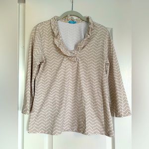 J. McLaughlin Women’s Size Medium Durham Ruffle Top in Catalina Cloth